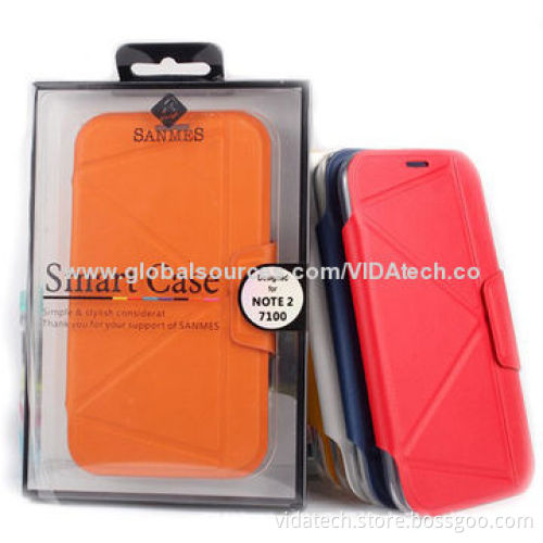 Folio and Flip Leather Case with Standing, Suitable for Samsung Galaxy Note2 Factory